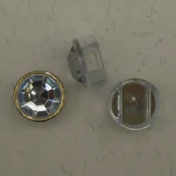 pedra chaton com furo passante redonda 12mm passante 7x3mm cristal filete ouro 6 pe�as